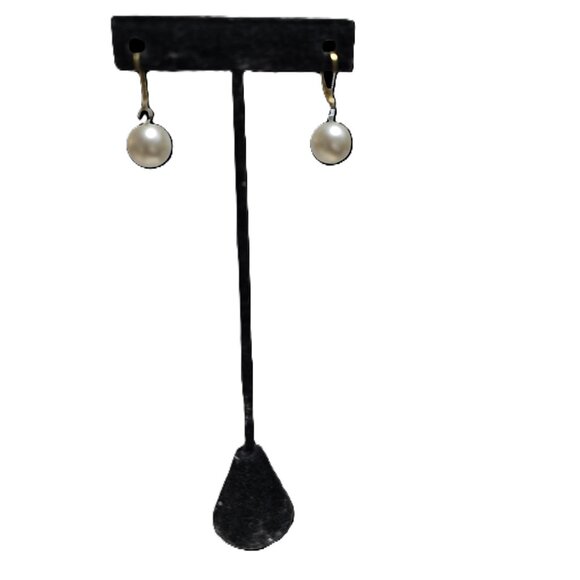 Estate Jewelry - Gold Tone & Faux Pearl Drop Earrings